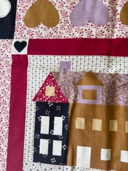 VTG Country Classic Simple Traditions Ameritex Fabric Houses Hearts Folk Art 3YD