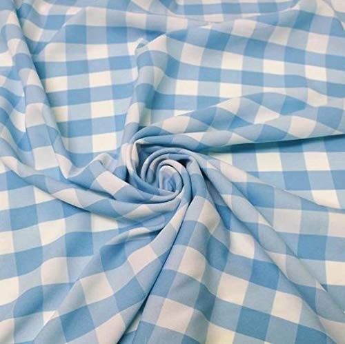 60″ Wide Checkered Gingham Buffalo Check Polyester Poplin Fabric – Turquoise …