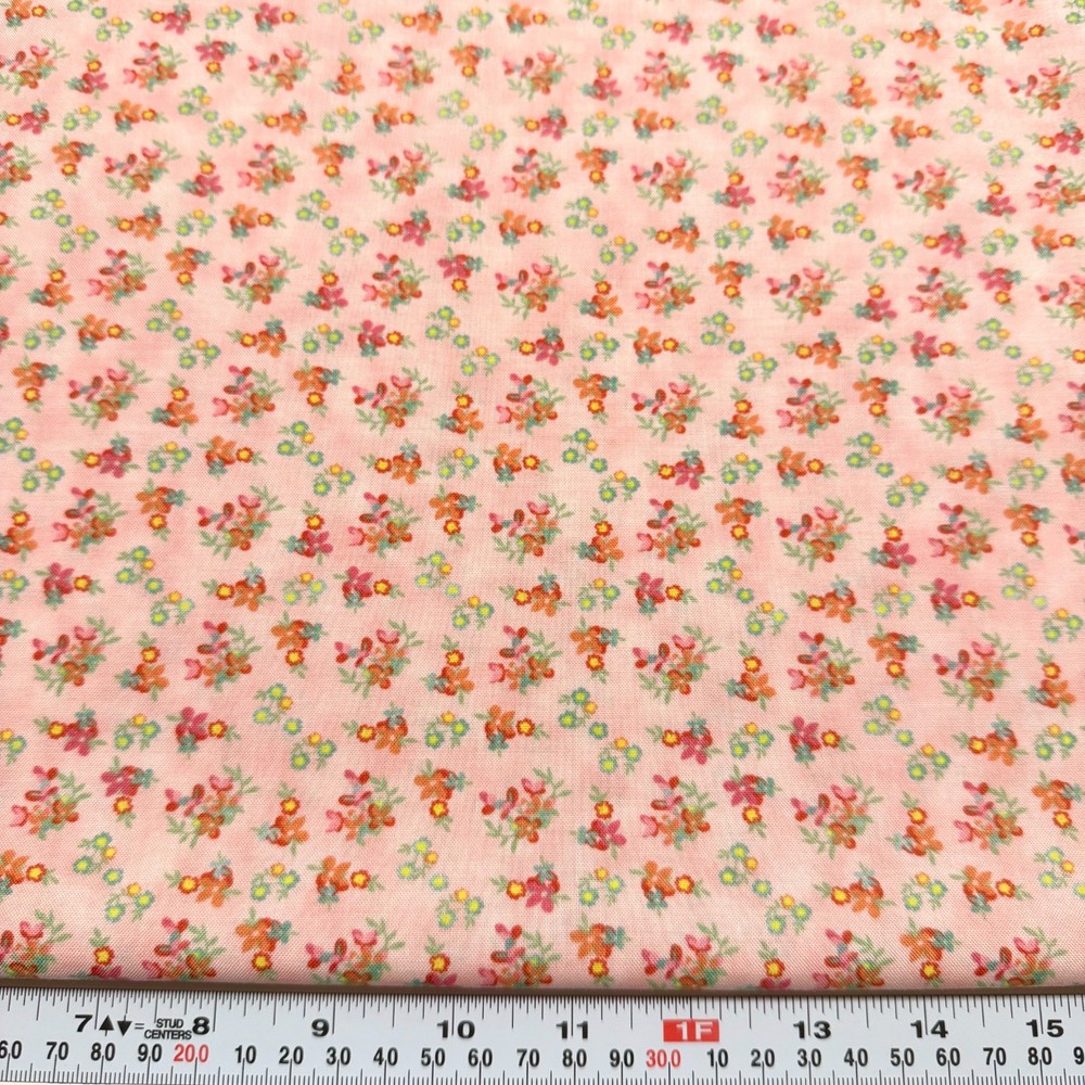 BasicGrey Fresh Cut for Moda Florals on Pink Cotton Fabric by the HALF YARD