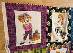 Cat Ladies 2005 Loralie Harris for Loralie Designs Cotton Fabric Panel 23″ x 43″