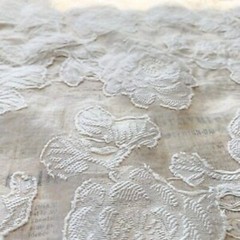 White Beige black Organza Jaquard Fabric, flower embroidery Wedding dress