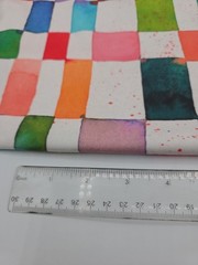 Organic Cotton Knit Sewing Fabric Colorful Watercolor Checkered Nicola Design
