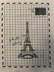 Mail Postcards Letters Panels Canvas Cotton Travel Paris France Eiffel Tower HTF