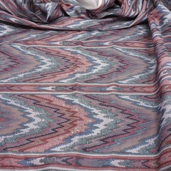 Vintage 1989 House N Home Flamestitch Drapery Fabric Mauve Blue 3 Yds 9″ x 56″