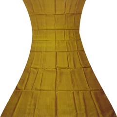 Vintage Yellow Dual Tone 100% Pure Silk Sari Remnant 5YD Craft Fabric Silk Scrap