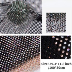 30 100CM AB Crystal Rhinestone Beaded Mesh Net Fabric Stretch Glitter DIY Shoes