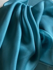 Mood Fabrics 100% Silk Organza Teal Blue 2 Yards Couture Bridal Layering Fabric
