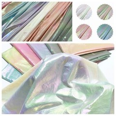 Pearlized Fabric Gradient Color Shiny Rainbow Crinkle DIY Cloth for Puffer Dress