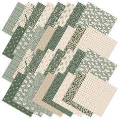 JarThenaAMCS 32Pcs Sage Green Floral Cotton Fabric 10 x 10 Inch,