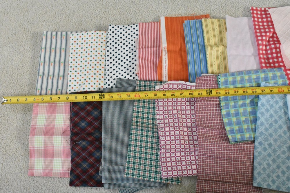 Lot, Striped & Gingham Cotton Pieces & Scraps, 3 Pound & 5 Oz, S123