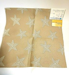 Nautical SEA STAR Designer Fabric Reversible Beige Ivory by Duralee 17″ Sq.