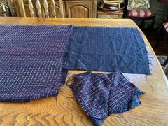 BEUTIFUL FRENCH 100% SILK WOOL BLACK AND RED CHECKERED SHIMMERING FABRIC