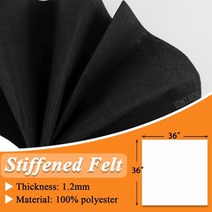Black Felt Fabric 36″ x 36″ (1 Square Yard), Stiff 1.2mm Thick Felt Square fo…