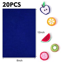 20 PCS Navy Blue Felt Fabric Sheets 8×12 Inch Squares Assorted Color