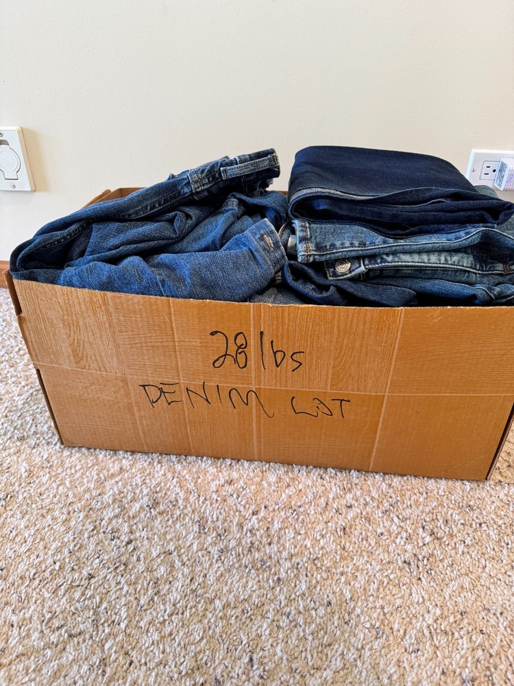 28 Pounds Fabric Denim Crafts Sewing Projects Lot