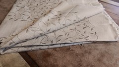 3+ sq. yds. Embroidered Linen Fabric, 84″ long x 56″ wide, Foliage, Taupe/Brown