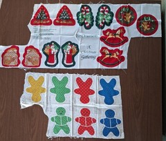 VTG LOT CHRISTMAS FABRIC PANELS Spring Mills SNOWMEN Aprons DEER Santa Cut & Sew
