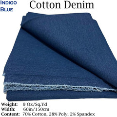 -2-Yard 9 Oz Indigo Blue Denim Fabric for Sewing, Crafting |Medium-Weight Denim