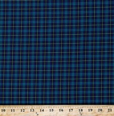 Cotton Sevenberry Classic Plaids Blue Green Yellow Fabric Print by Yard D144.04
