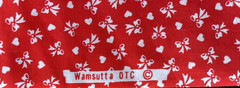 VINTAGE RED & WHITE BOWS & HEARTS COTTON FABRIC BY WAMSUTTA 44″ X 3 1/2 YD