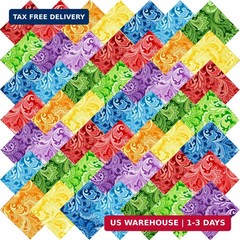 50pcs 10 x 10 inches Multicolor Cotton Fabric Bundle Squares for Quilting Sew…