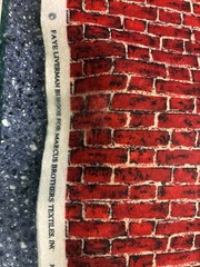 Vintage Faye Liverman Burgos fr Marcus Bros Textiles red brick fabric 1 &2/3 yds