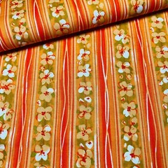 Orchids Floral Stripe Fabric Orange by Joann BY THE YARD 100% Cotton