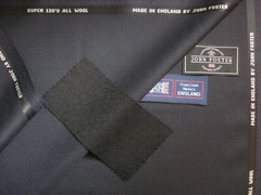 John Foster SUPER 130’s WOOL WORSTED SUITING FABRIC IN “Very Dk. Navy” = 3.6 m.
