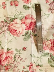 Pastel Pink Purple Flowers on Off White Large Print Fabric 1Y x 43″ Joan Kessler