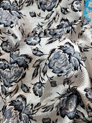 Gray Black Floral Flowers Brocade Gold Metallic On Beige Jacquard Fabric By Yard