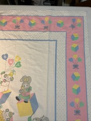Baby Circus Theme TWO Fabric Panel Bunny Clown Elephant Building Blocks Nursery