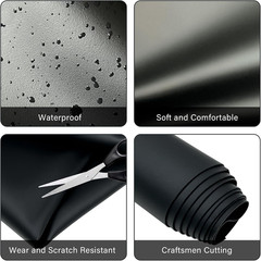 Tela de Cuero Sintetico 54×36 1 Yarda Resistente Impermeable Tapiceria DIY Negra