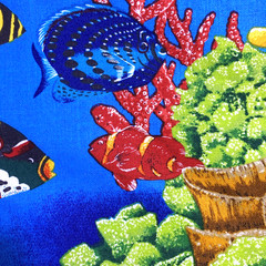 Tropical Fish Nautical Sea Coral Cotton Fabric Fit To Print 1.8yards x 45″