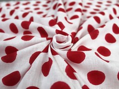 5 Yard Hand Block 100%Cotton White & Red Fabric NO TARRIF CHARGES 100%✅ZK_297