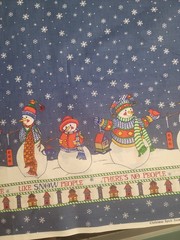 NEW Christmas Snowman Double Border Fabric 1 Yd