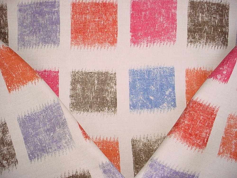 4-3/4Y Groundworks 2422-GWF Batik Squares Printed LinenDrapery Upholstery Fabric