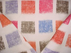 4-3/4Y Groundworks 2422-GWF Batik Squares Printed LinenDrapery Upholstery Fabric