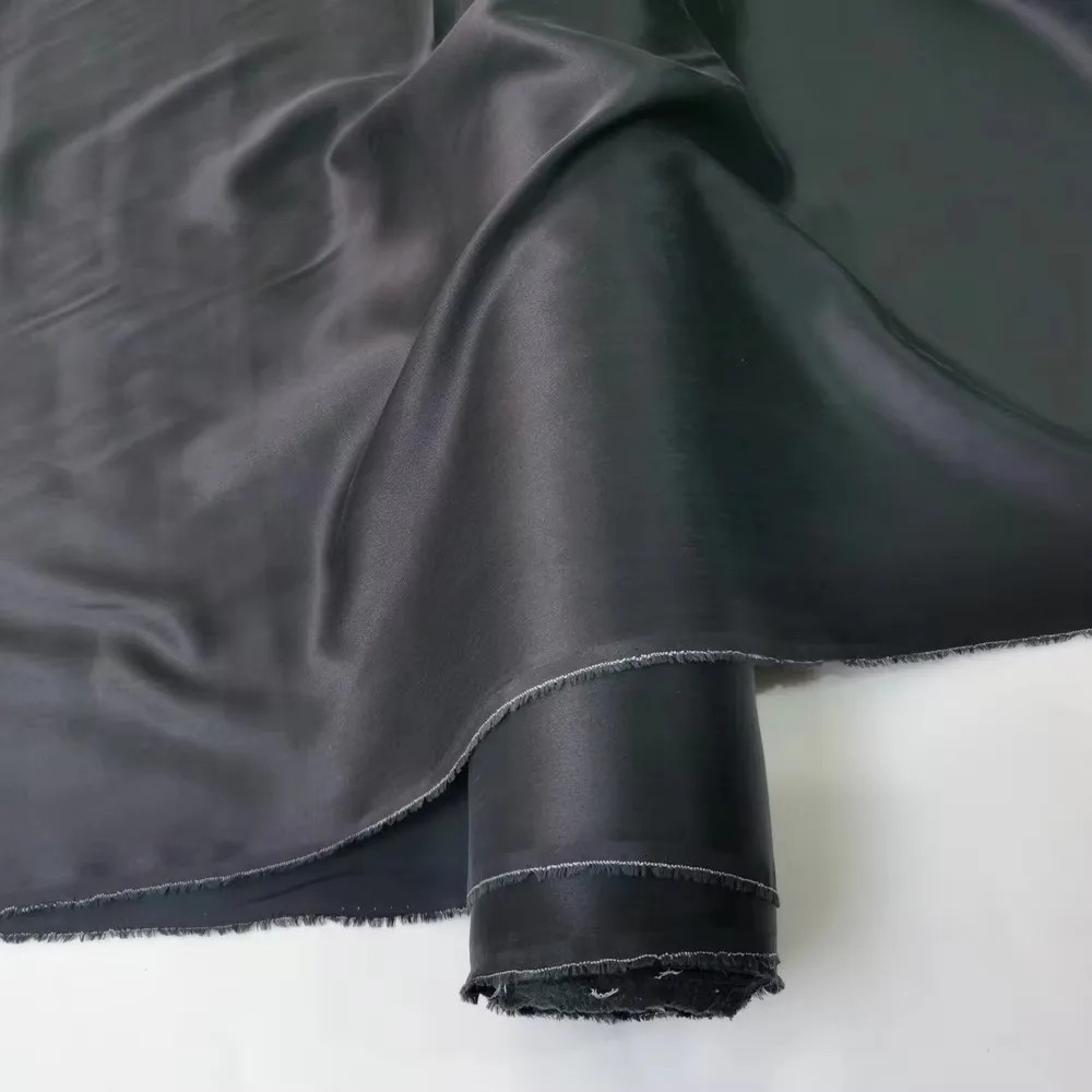 53” Wide Soft Natural Silk Cotton Charmeuse Fabric Dress,Gown,Sleepwear,Black