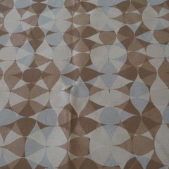 Vtg MCM Upholstery Fabric, Atomic Organic Shapes Circles, Tan, Gray 1.4 yd