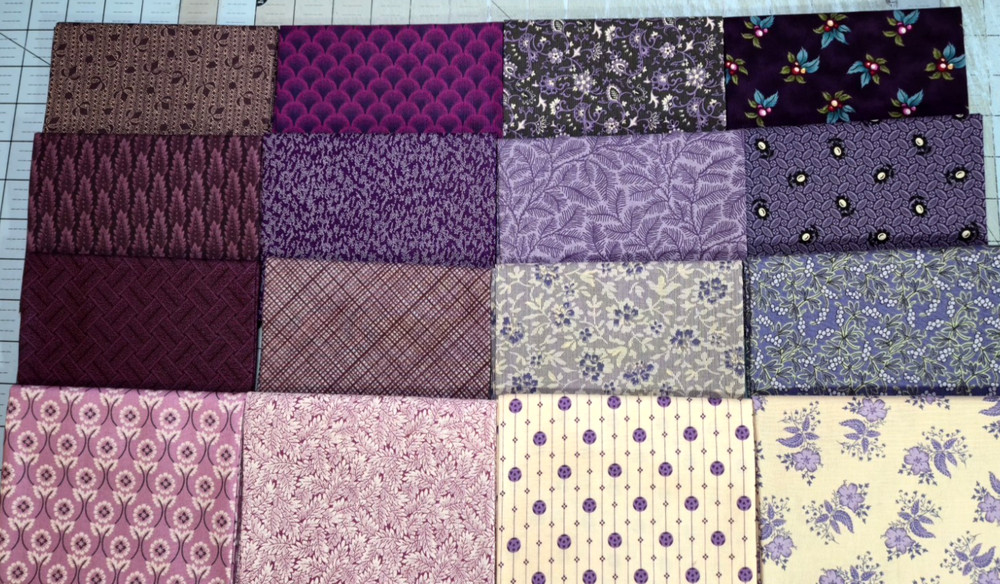 Quilt Shop Quality 16 FQs 4 Yds Cotton Fabric Civil War Repro Assorted Purples