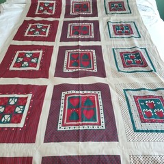 Christmas Cotton Fabric Cheater Quilt Square Blocks Pillow 43″W x 2½ Yds
