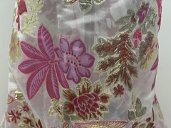 1.5 Yard PINK GOLD WHITE Metallic Brocade ORGANZA Fabric 58” Width