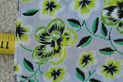 By 1/2 Yd, Vintage 1970, Green Floral on Lavender Lt-Weight Cotton/Klopman,P5086