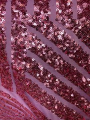 Thea PINK Geometric Sequins Diamond & Stripes on Poly Spandex Lace Fabric by th