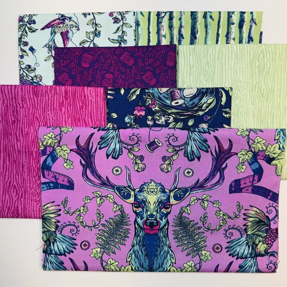 Stag and Thistle by Northcott 7 Fat Quarters Bundle Stag Birds Floral Cotton