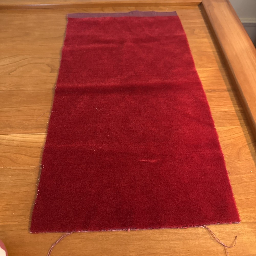 DESIGNER PLUSH MOHAIR RED VELVET WOOL MULTIUSE FABRIC SAMPLE 11″X20″
