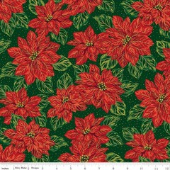 Poinsettias At Christmas 5″ x 5″ Cotton Squares $3.99 Ships ANY Amount Of Fabric