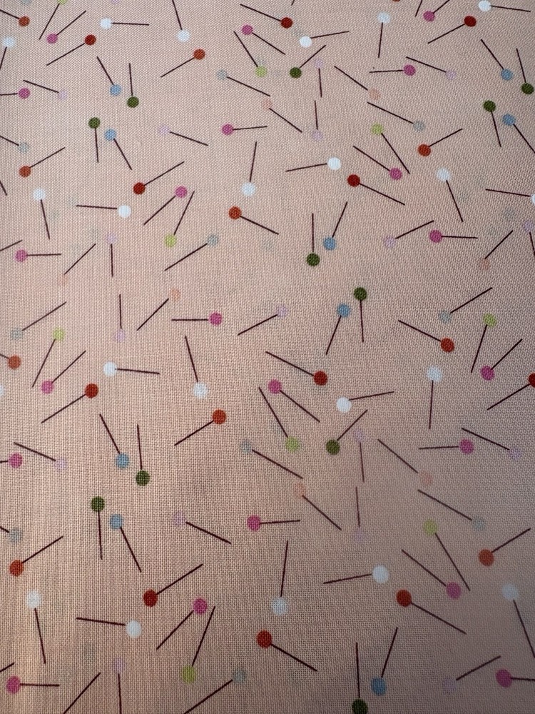 Moda cotton fabric make time Pins Sewing theme choice of size peach