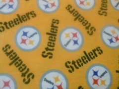 NFL Fleece Fabric- Pitt Steelers Yellow Toss (60 inches wide by 36 inches long)