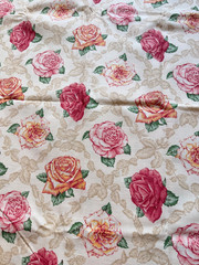 VTG Cottage Rose Lattice Home Decor Fabric Spectrum Print over 2 Yds Cottagecore